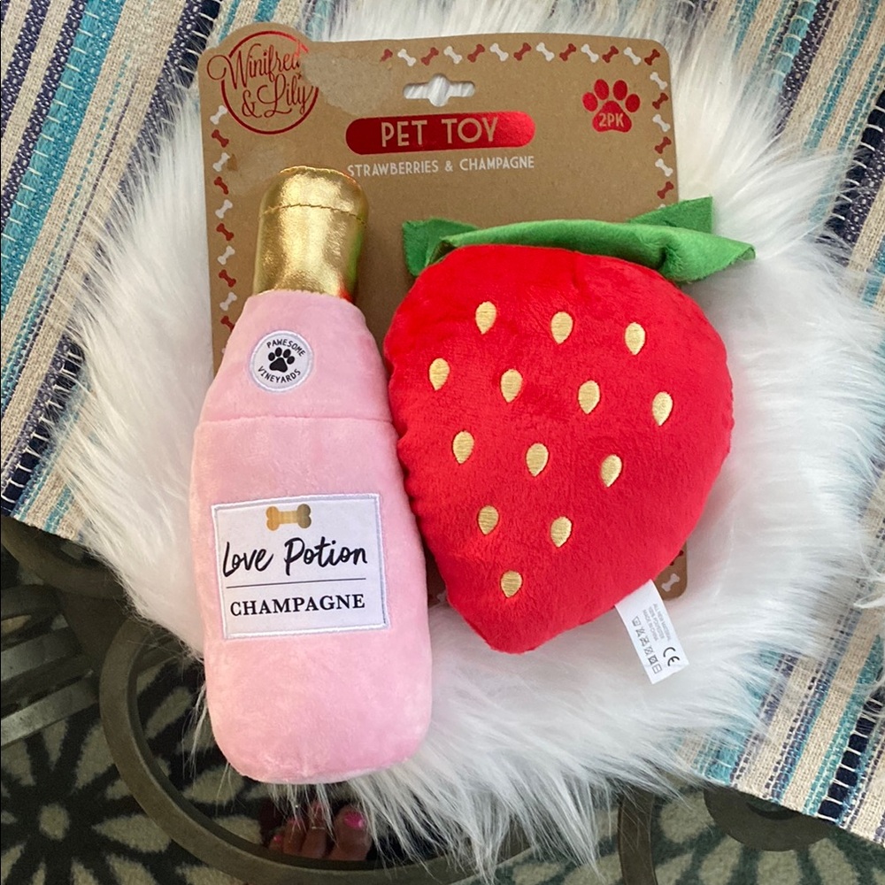 New Pet Toy Set - Champagne and Strawberry
